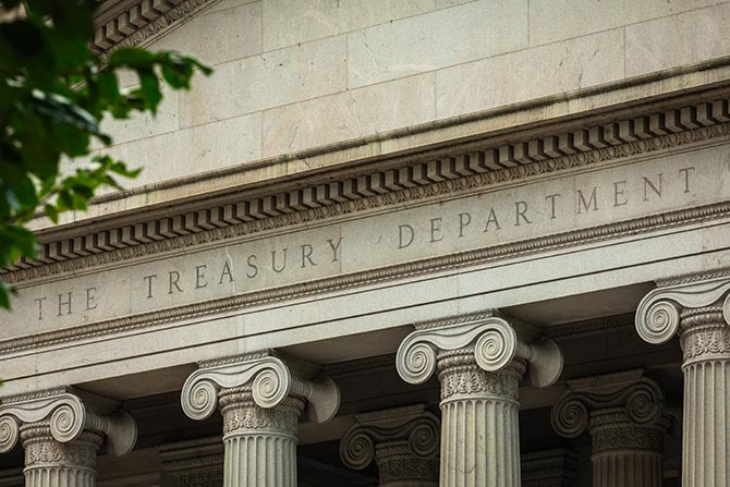 Exterior of Treasury Department building