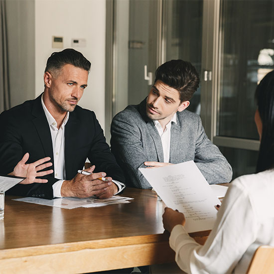 Business meeting at conference table